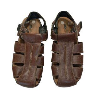 Dr. Scholls Mens Camden Brown Leather Sandals Open-Toe Comfort Fit Size 13M